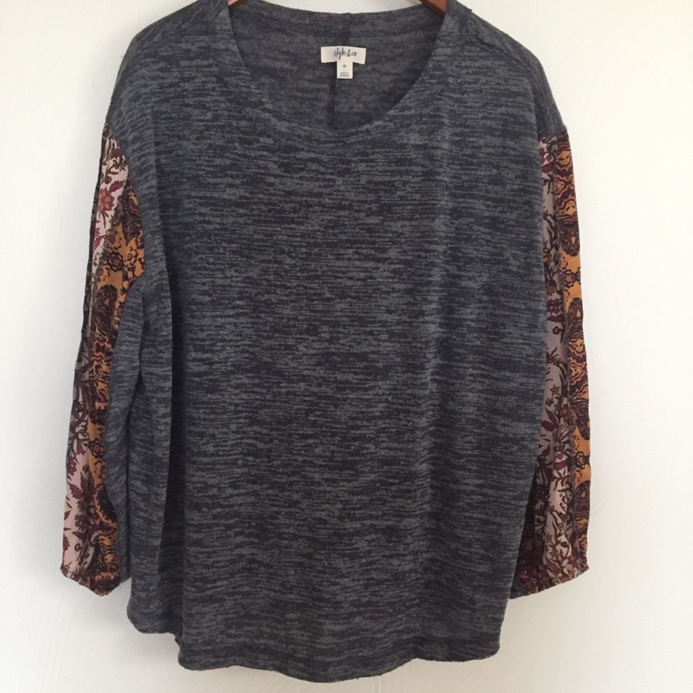 NWT Style&Co Plus Size Colorblocked Bubble-Sleeve